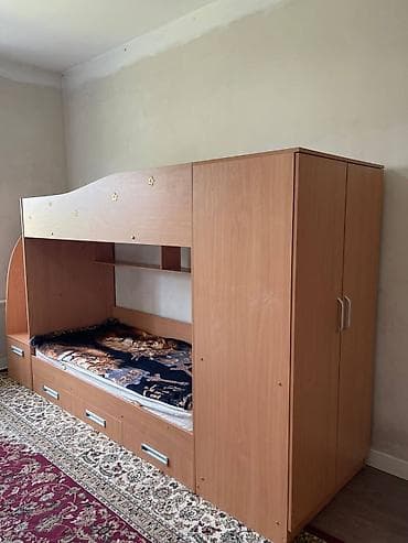third edition solution: Детский мебельный комплекс «кровать-чердак + шкаф-купе/секции — 4