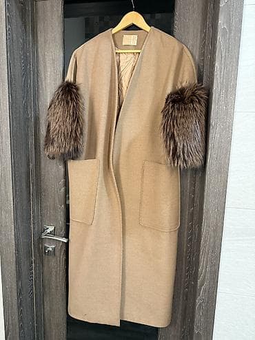 женская рубашка турция: Пальто женское, стиль кимоно, бежевое шерстяное. - Прямой свободный — 2