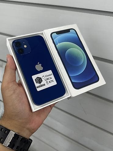 iphone 10 pro: IPhone 12 mini, Б/у, 128 ГБ, Синий, Защитное стекло, Чехол, В рассрочку, 87 % — 2