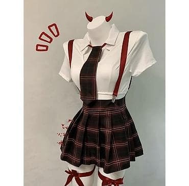 Толстовки, худи: Костюм в стиле «школьная форма» с красными акцентами. Состав набора — 1