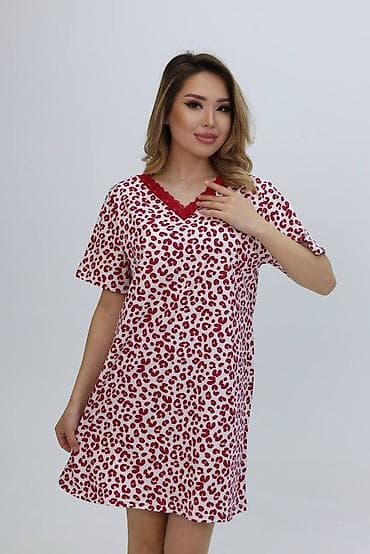 красный шарф: Пижама, Трикотаж, Узбекистанская, Леопардовый принт, S, M, L — 2