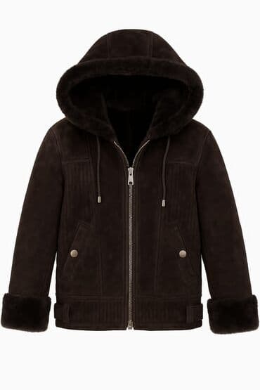 платье из эко кожи: Дублёнка детская с капюшоном на 6-7 лет - Материал: натуральная — 1