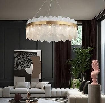 стильные люстры: Подвесная дизайнерская люстра в современном стиле - Форма: круглая — 1