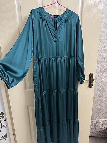 hand: Повседневное платье, Турция, Осень-весна, Длинная модель, Атлас, M, L — 4