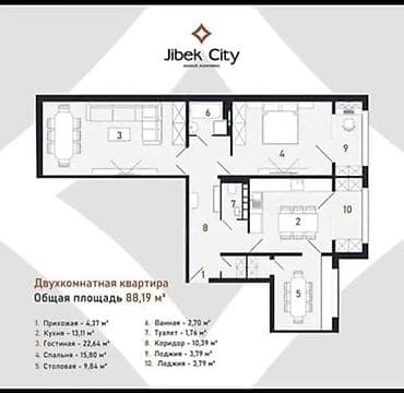 Квартиры: 3 комнаты, 88 м², Элитка, Церковь Элитка, 8 этаж, ПСО (под самоотделку) — 2