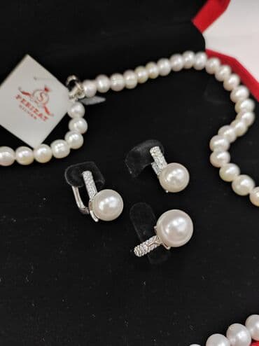 самые красивые свадебные платья в мире: Серебряный Набор + Бусы Жемчуг Серебро 925 Дизайн Италия качество — 3