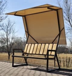 скамейка фото: Скамейка Металл, Со спинкой, С крышей — 10