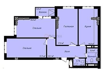 2026: 3 комнаты, 89 м², Элитка, 8 этаж, Готовая ПСО (под самоотделку) — 2