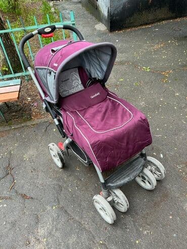 прогулочные коляски для двойни и тройни: Коляска, цвет - Фиолетовый, Б/у — 4