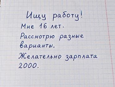 работа 1000 сом в день: Ищу работу. Возраст: 16 лет. Готов(а) рассмотреть разные варианты — 1
