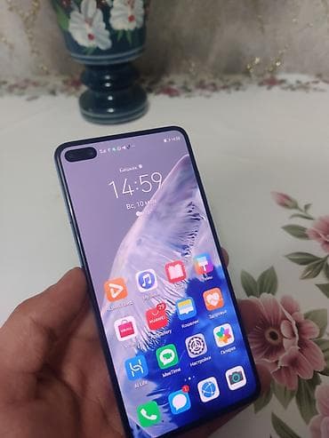 микрафон для студии: Huawei P40 4G, Б/у, 128 ГБ, цвет - Синий, 1 SIM — 3