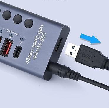 hub type c: USB 3.0 HUB док-станция расширения 7 портов с переключателем зарядка — 3