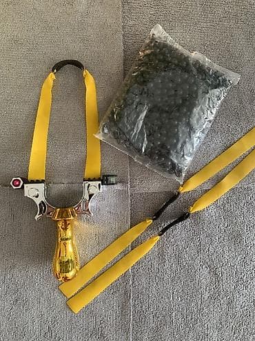 рогатка для охоты: Рогатка с лазером (Золотой) Комплект: Сама рукоять 600шт пули из глины — 4