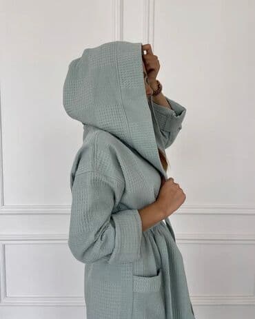 домашние халаты больших размеров: Халат, Вафельное полотно, XS, S, M — 23