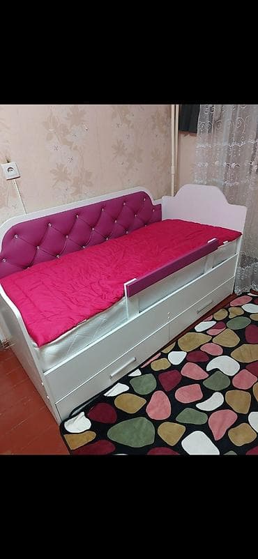 пластмассовые комоды детские: Детская односпальная кровать, Для девочки, С матрасом, МДФ — 1