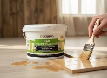 Тонированный глянцевый лак от компании "Лакра" с антисептическими
