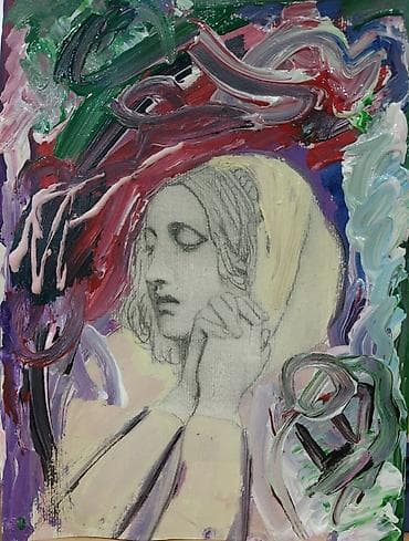 «Реальность» Плотный картон А4, акрил, масло, карандаш. Бишкек 2026