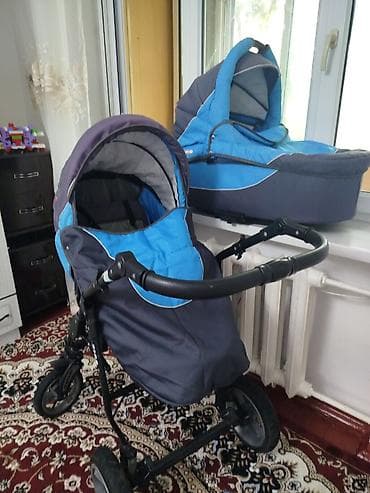 коляска seebaby: Коляска, Другой бренд, цвет - Голубой, Б/у — 3