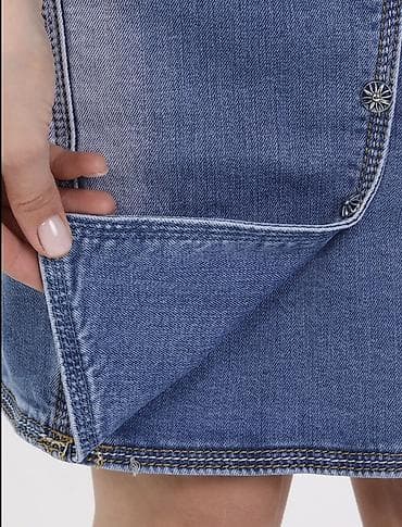 карго юбка: Юбка, Модель юбки: Прямая, Миди, Джинс, По талии — 3