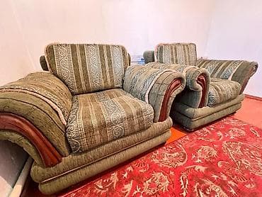 угловой диван с креслом: Комплект мягкой мебели, Б/у, Самовывоз, цвет - Зеленый — 4