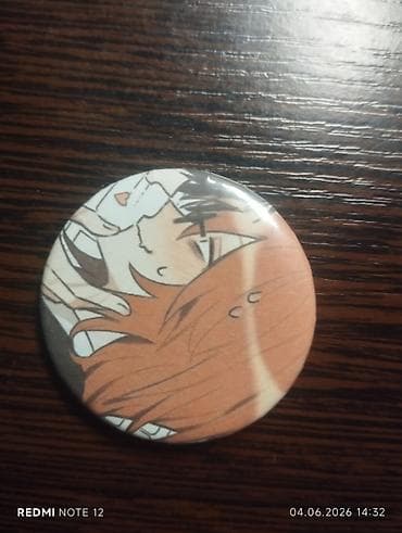 фрачный значок: Значок (badge) с аниме-иллюстрацией. - Круглый, металлический, с — 1