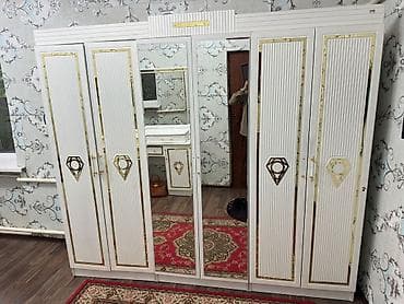 Эмерек гарнитурлары: Уктоочу бөлмө гарнитуру, Колдонулган, Эки кишилик керебет, Италия, Жыгач, Акысыз жеткирүү, түсү - Ак — 1