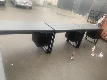 Офисные столы: Офисный стол, Новый, Нерегулируемый, цвет - Черный, Прямоугольный, ЛДСП, Самовывоз, Платная доставка — 10