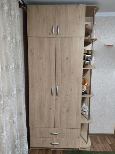 шкаф польский: Шифоньер, Б/у, Угловой, цвет - Бежевый, ЛДСП — 1