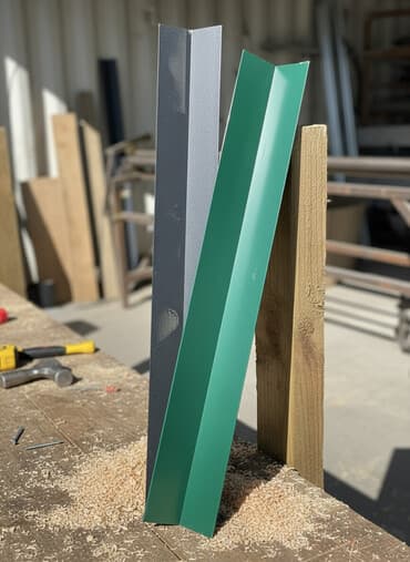 Уголки из металла, представленные в двух цветах: темно-зеленом и