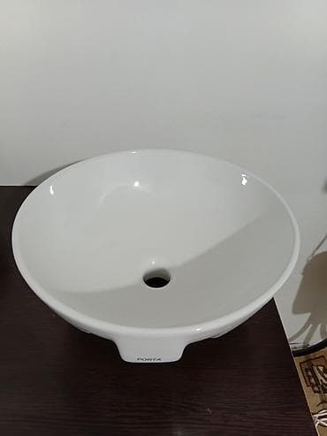 раковина для ванной с тумбой и зеркалом: Раковина для ванной, Особенности: Глянцевое, Круглая форма, Материал: Керамика — 2