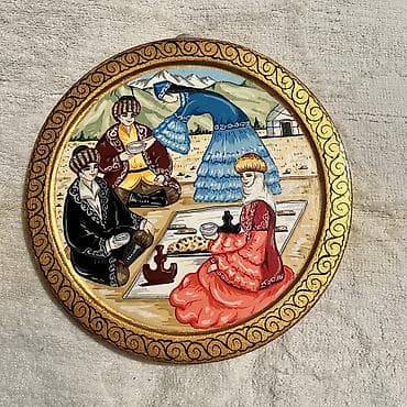 сувениры из дерева: Сувенирные деревянные тарелки с кыргызским национальным рисунком 🇰🇬 — 4