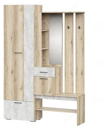 прихожка фото: Гарнитур для прихожей, Новый, Вешалка, В рассрочку, ДСП, Бесплатная доставка, цвет - Бежевый — 3