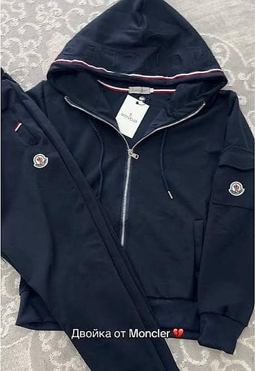 монклер: Спортивный комплект Moncler (двойка)💗 - Цвет: темно-синий -размер l — 1