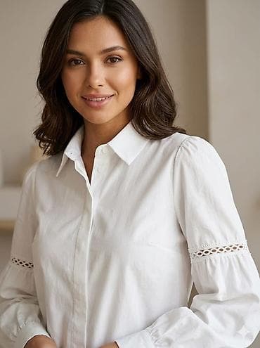 оптом кийим: Блузка, Классикалык модель, Пахта, Solid print — 1