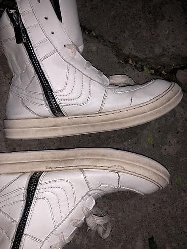 мужской обувь бу: Rick Owens Geobasket White Состояние нормальное, есть складки брал за — 3