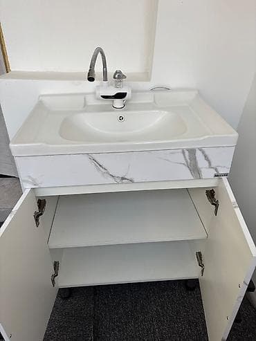 зеркало в ванную бу: Шкаф для ванной, Б/у, Без зеркала, ЛДСП — 7