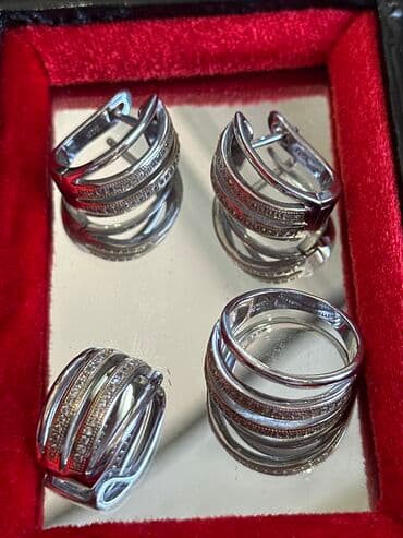 эксклюзивные свадебные пригласительные: Серебро итальянское😍🔥 925 проба Серьги с кольцом и кулоном. Серебро — 3