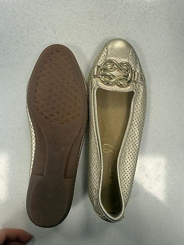 золотая стелька: Балетки женские, золотистые - Материал верха: перфорированная — 2