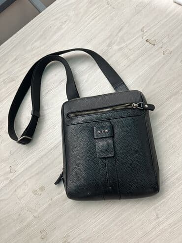 Мужская сумка через плечо BUTUN, натуральная кожа, черная. Причина