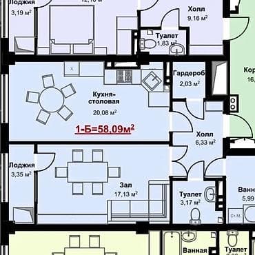 1000: 1 комната, 58 м², Элитка, Готовая ПСО (под самоотделку) — 3