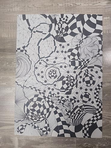 силовой комплекс: Масштаб А3 Это сложная, динамичная чёрно-белая абстрактная композиция — 1