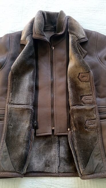 теплые мужские шарфы: Мужская теплая дубленка, цвет шоколадно-коричневый.Размер XL — 2