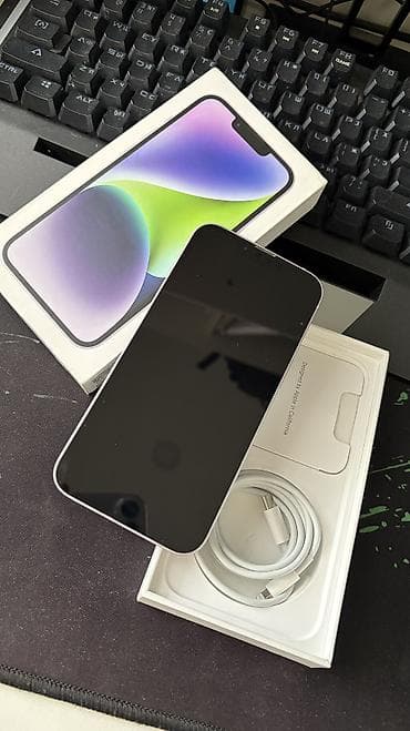 aiphone x: IPhone 14, Б/у, 256 ГБ, Deep Purple, Кабель, 78 % — 6