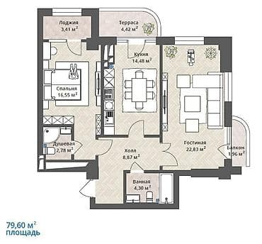Продажа квартир: 2 комнаты, 79 м², Элитка, 9 этаж — 1