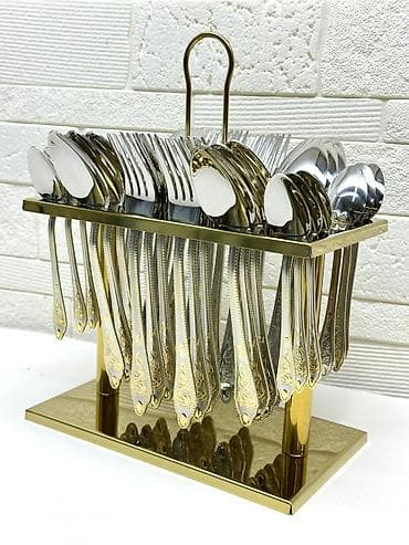 Набор столовых приборов с подставкой - Полный комплект на 12 персон