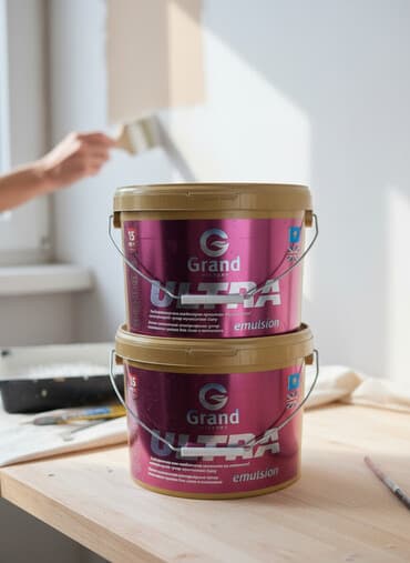 Две банки латексной краски Grand Victory Ultra Emulsion. Подходит для