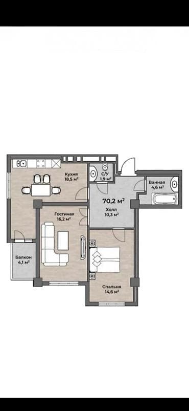 all group: 2 комнаты, 70 м², Элитка, 11 этаж, Готовая ПСО (под самоотделку) — 3