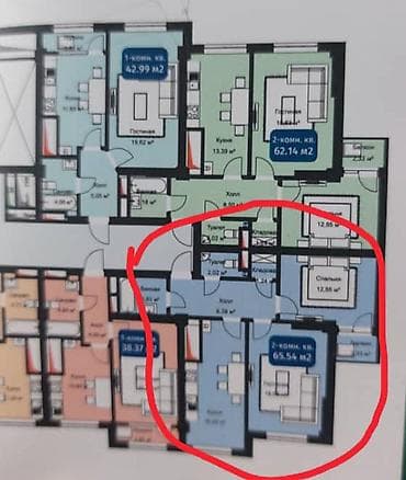 2 комнаты, 66 м², Элитка, 5 этаж, ПСО (под самоотделку)