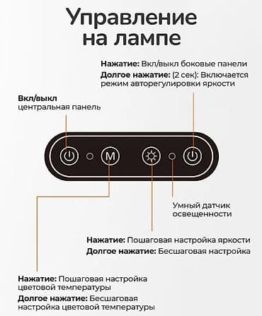 Жарык кылуу: Настольная лампа с изменением угла освещения. Несколько режимов — 7