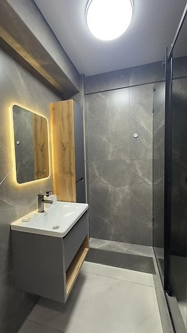 телевизор ми: Тумба для ванны, С раковиной, Другой материал, цвет - Серый — 2